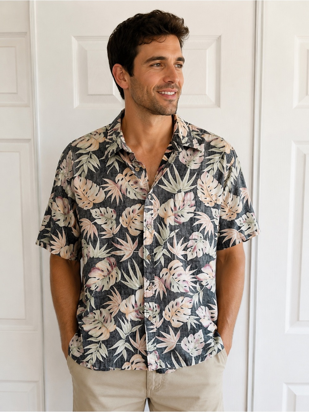 Cooke Street Honolulu Hawaiian Shirt XL Tropical Camp Aloha Cotton Leaf Print